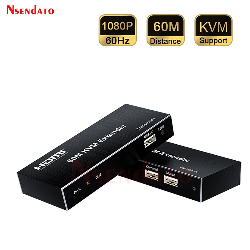 1080P 60hz HDMI KVM Extender Über Cat5e/6 Rj45 60M Ethernet Kabel USB HDMI KVM Schalter Für USB Maus Tastatur für PS4 Xbox PC TV