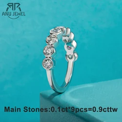 AnuJewel 3mm Moissanite Wedding Bands 925 Sterling Silver Lab Created Diamond Half Eternity Bezel Rings Jewelry Wholesale
