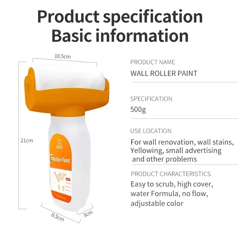 Wall Repair Roller Paint Household Antibacterial White Waterborne Latex Paint Roller DIY Decoration Wall Plastering Cleaner Tool