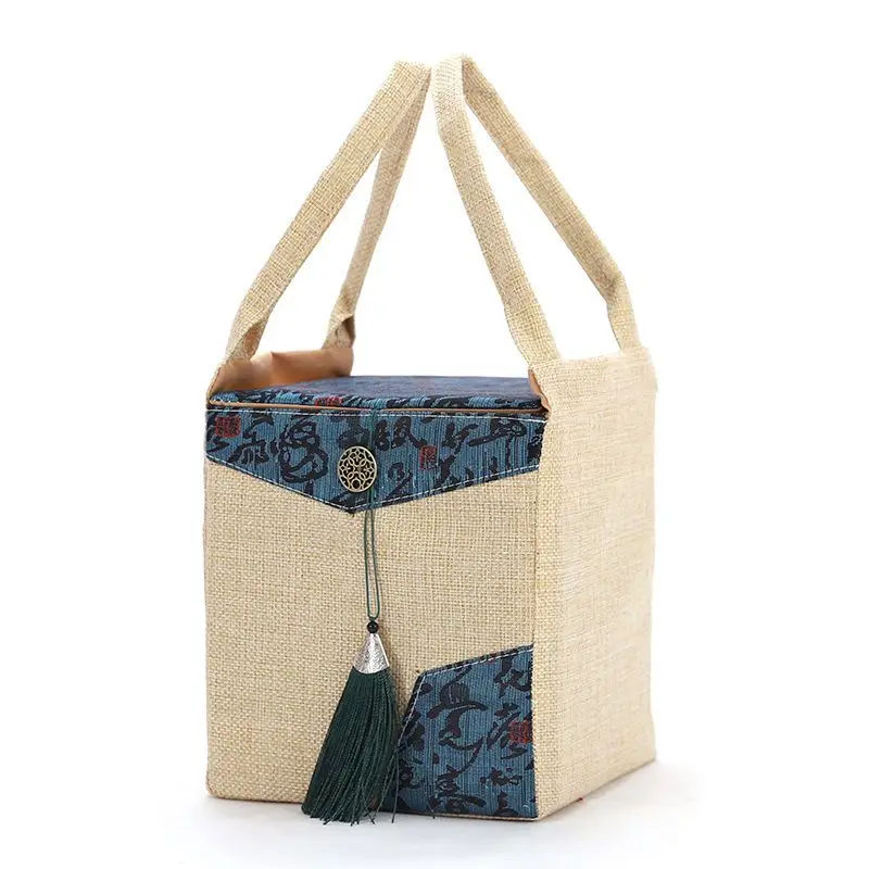 Fabric Tea Can Gift Box, Vintage-Style Fabric Tea Packaging Box, Empty Gift Box