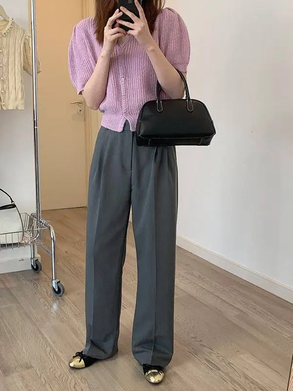 

Loose Women's Suit Pants Spring Summer New Highade Dr Casual Comfortable Polyester Fiber mid Low Waist Sle Commute