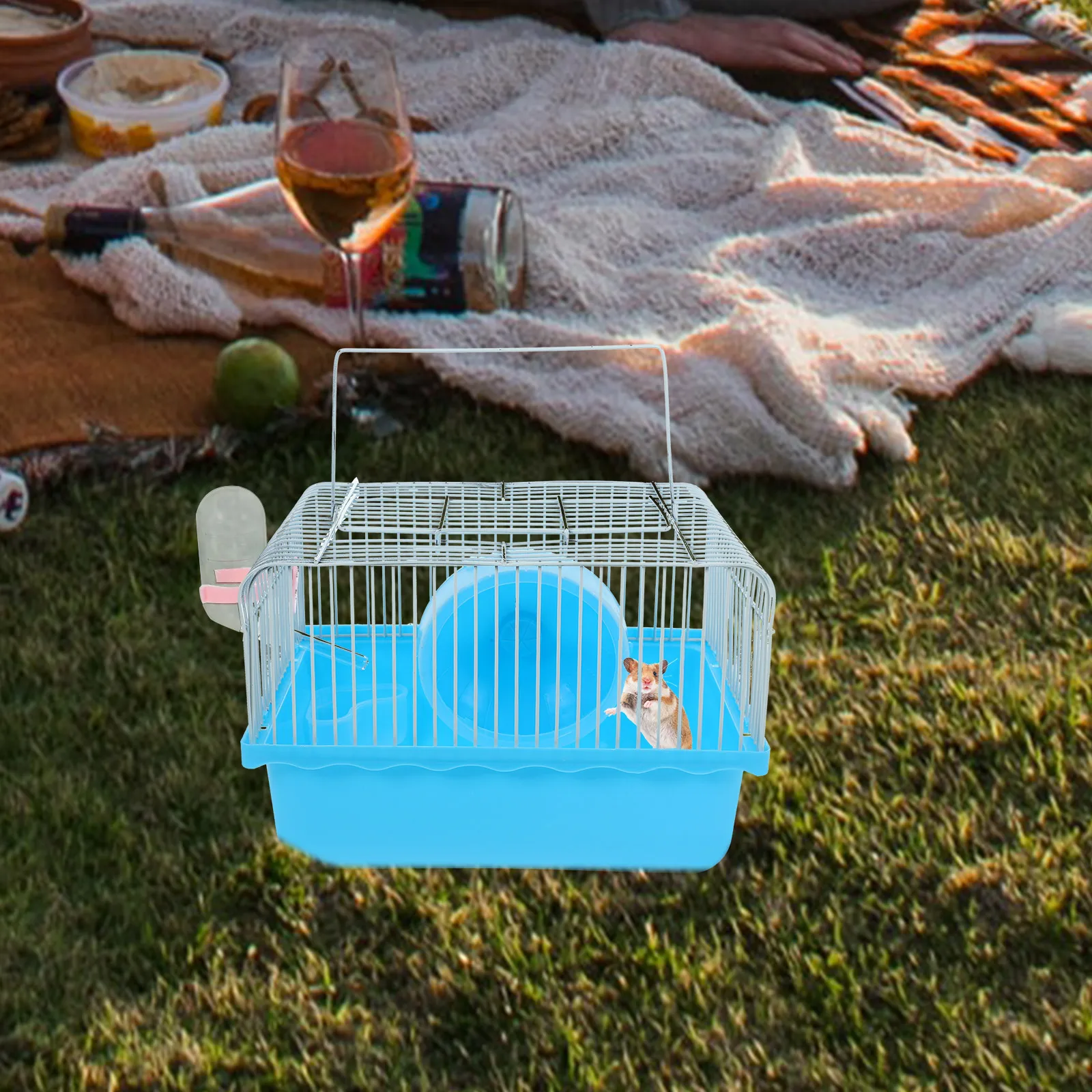 

Multifunctional Hamster Cage Bright Color Spacious Pet House For Small Pets Play Sleep Cage With Accessories Blue