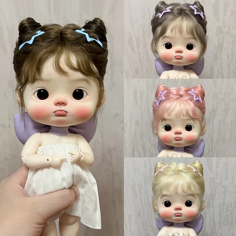 cute banger cat ear wig for big head doll, meng, DIANDIAN, Qbaby hair Blyth doll wig  suitable for 26-27cm head doll accessories