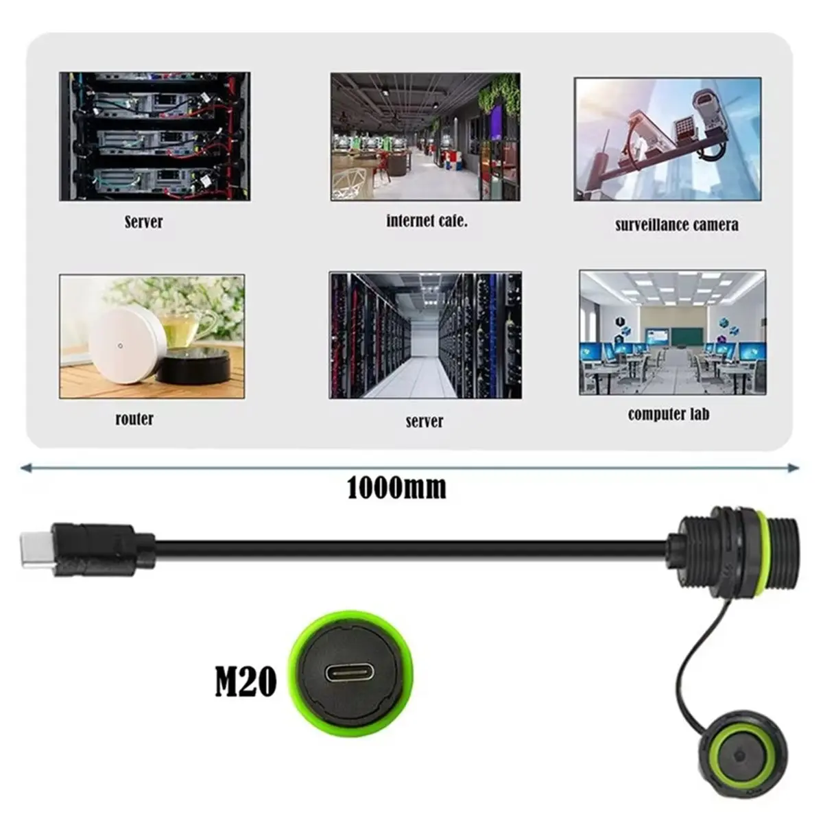 【MUST-HAVE LIST】 New 3.3ft M20 IP68 Waterproof USB 3.1 Type C Male to Female Extension Cable, Extender Dashboard Flush Panel