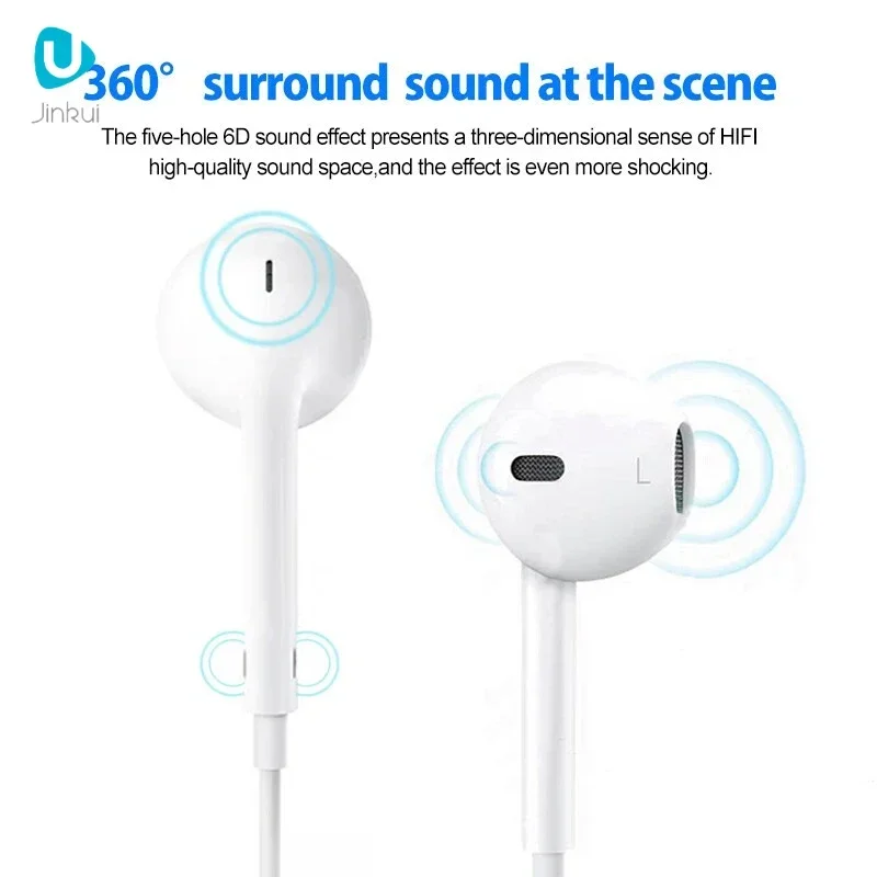 Third generation In Ear Earphone for iPhone 14 13 12 11 8 P Stereo Sound Wired Earbud Wire Control Bluetooth-compatible Headset