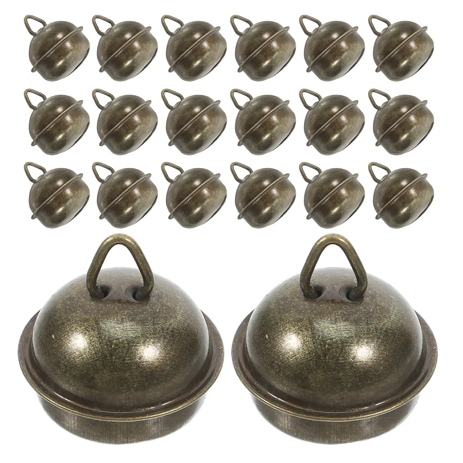 50Pcs Retro Iron Jingle Bells Vintage Hanging Small Bells 1 Inch for Christmas Wedding DIY Pet Training Home