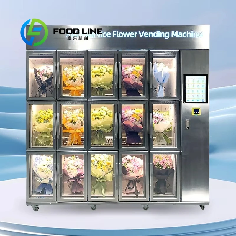 Touch Screen 15 Grids Self Service Refrigeration Function Machine for Commercial Flower Vending Machine