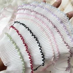 White Chiffon Pleated Lace Trims, Ribbon Fabric Applique, Fold Ruffle Dresses, DIY Sewing Supplies, Craft, 3.5cm Wide