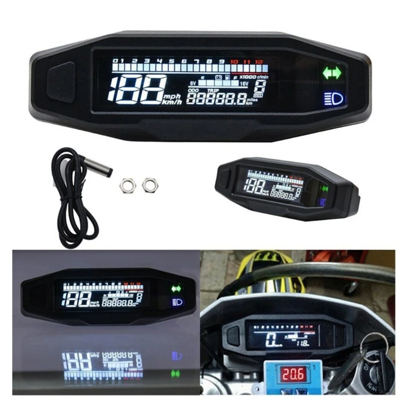 Motorcycle Speedometer Digital Speed Meter LED Tachometer Dashboard Instrument Panel Meter LCD Display Universally image 4