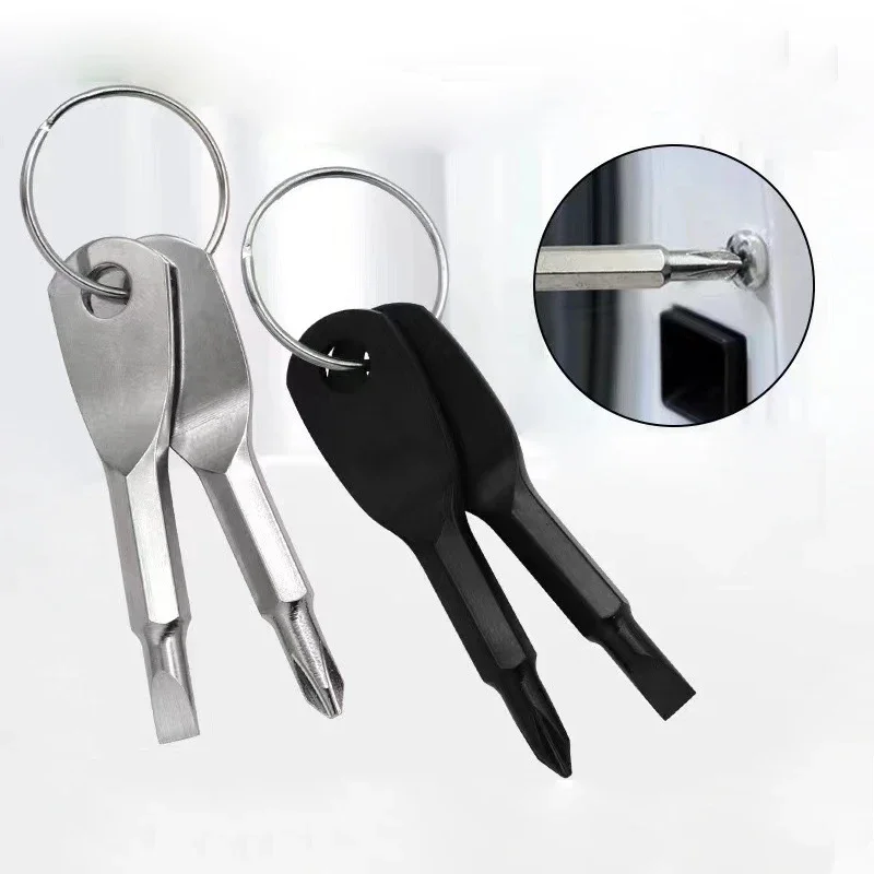 2pcs EDC Multifunction Phillips Screwdrivers Repair Install KeyringMini Screwdriver with Keychain Portable Pocket Hand Tool