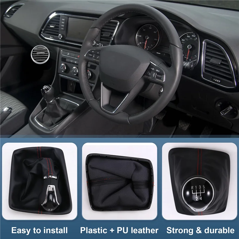 

Highly Recommended 5 Speed Car Gear Shift Shifter Knob Lever With Dust-Proof Cover For Seat Leon 5Doors Car Parts Left Hand Driv