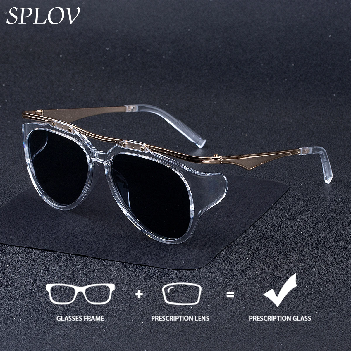 SPLOV Fashion Prescription Sunglasses Women's Customized Polarized Anti Blue Light Progressive Multi Focus Sunglasses