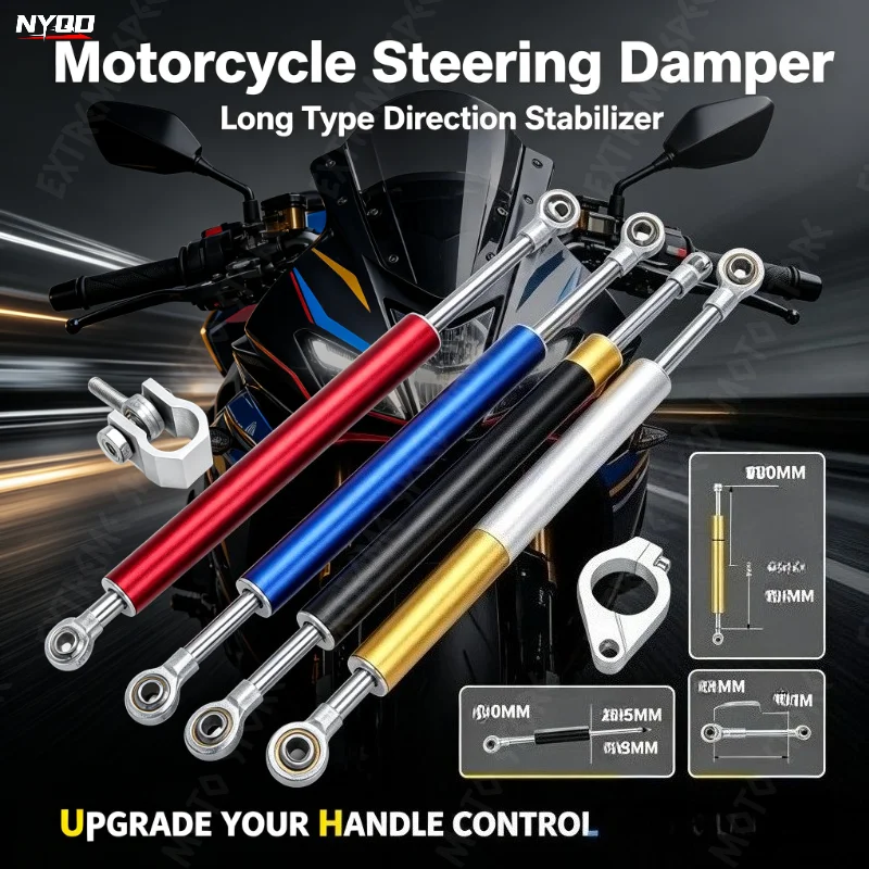 Universal Motorcycle Steering Damper Aluminum Alloy Shock Absorber 330mm Universal Modification Accessories