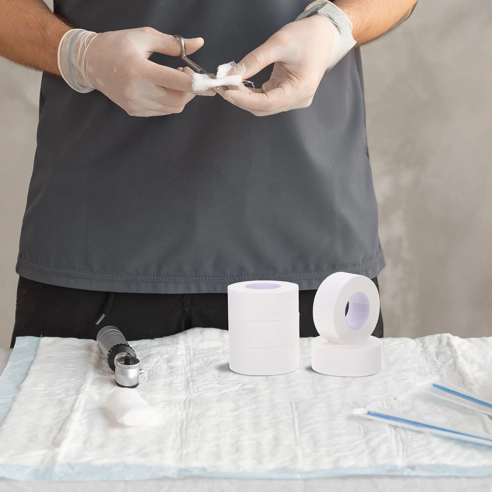 

5 рулонов дышащей хлопковой медицинской ленты, самоклеящаяся, легко рвущаяся, гипоаллергенная, для фиксации повязок при ранах