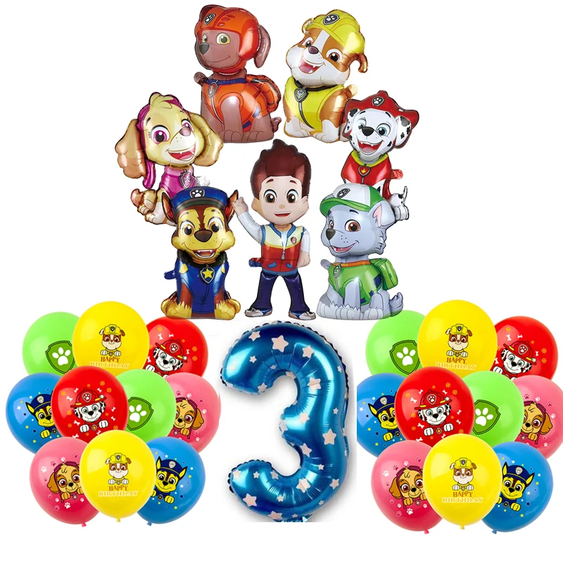 Paw Patrol Birthday Party Decorations Happy Birthday Kids Paw Patrol Tableware Kit Tablecloth Balloon Backdrop Banner Candy Box