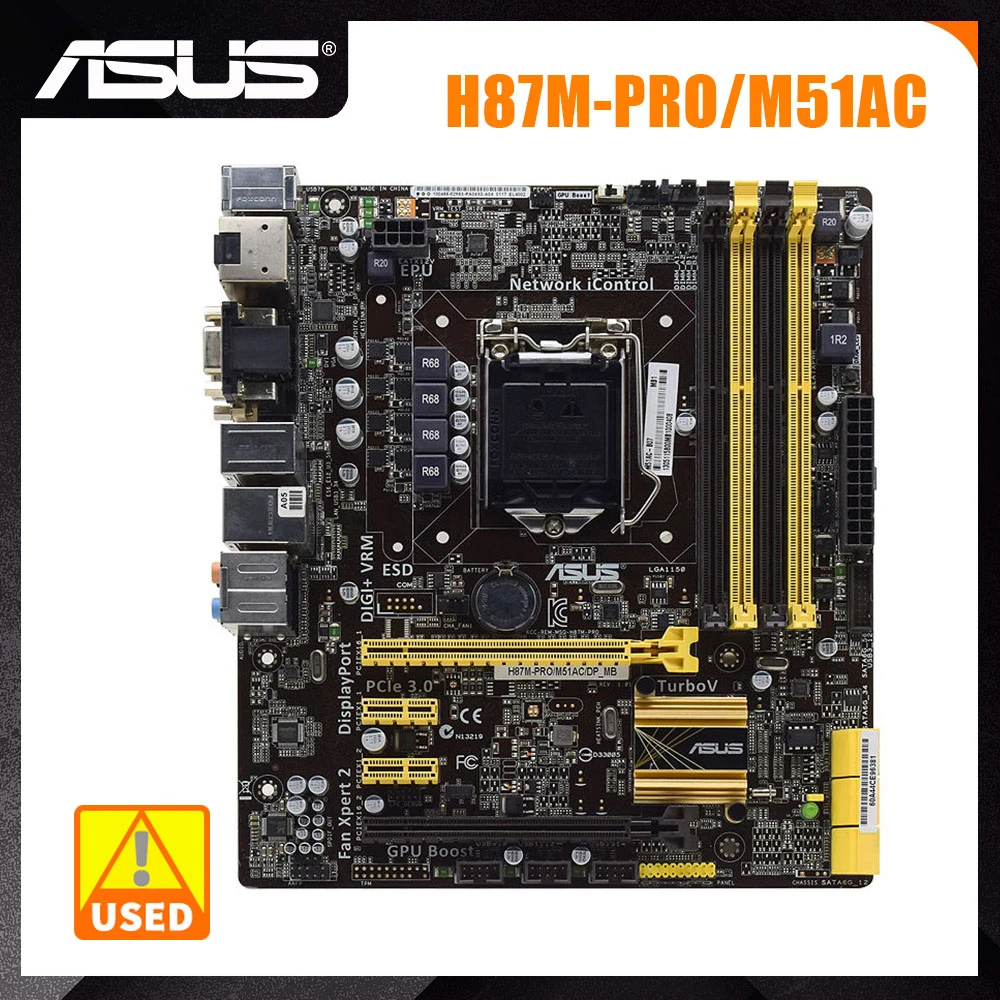 

ASUS H87M-PRO/M51AC/DP_MB LGA 1150 Intel H87 Desktop PC Motherboard DDR3 32GB PCI-E3.0 HDMI USB3.0 Core i3 i5 i7 CPU Micro ATX.