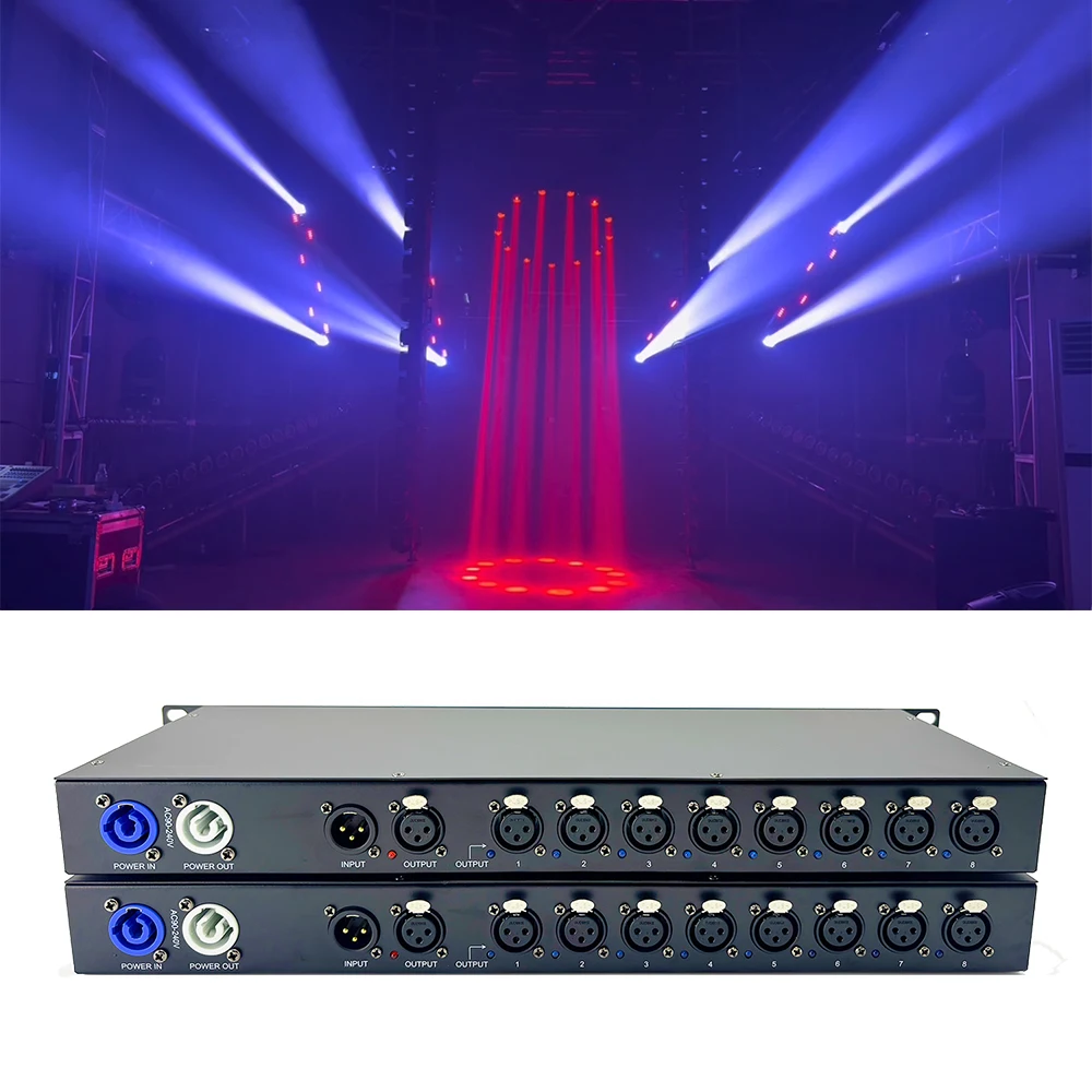 Stage Light Control Artnet Dmx 8 Way Network Expander Output 8x512 4096 Channels For Satge Light Controller Artnet To DMX Node