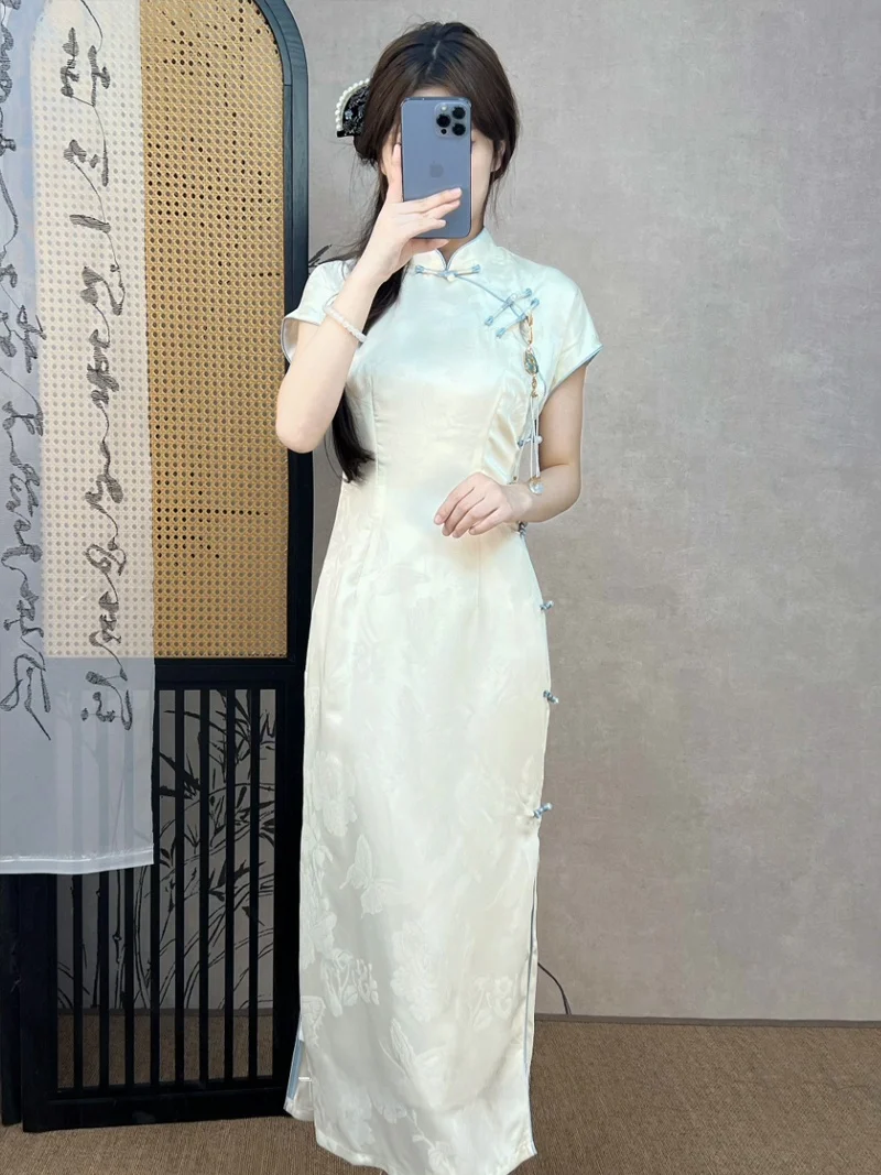 

Новинка: Летнее платье Blue Flower Thieve в китайском стиле для молодых девушек, улучшенная модель премиум-класса Aosphere