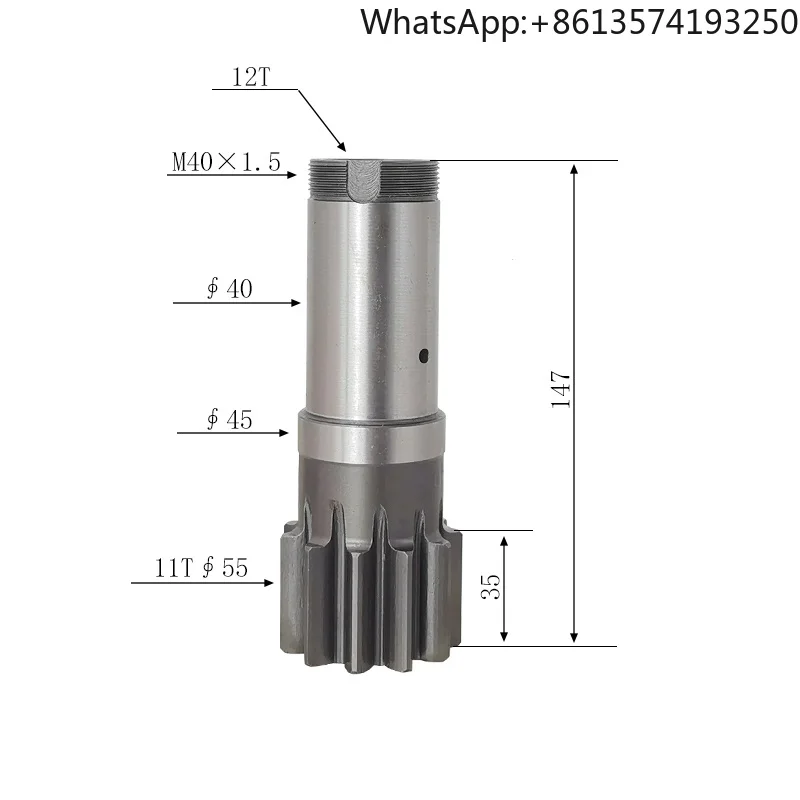 YANMAR VIO17 Mini Excavator Swivel Motor Vertical Shaft Gear 11/12 Teeth Construction Equipment Part