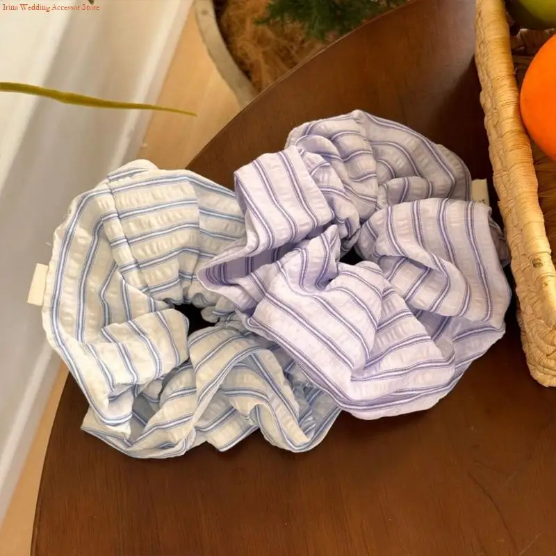 G92D Striped Hair Scrunchies Elastic Hairtie For Women Girl Soft Stretchy Hair Circles Korean Styles Fashion Head Accessories