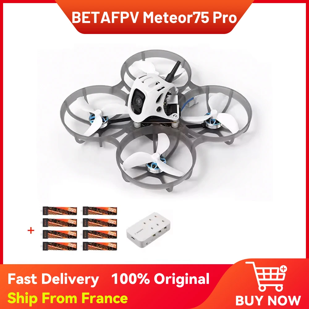 Betafpv Meteor75 Pro O4 Brushless Whoop Quadcopter mit dem fortschrittlichen Matrix 1S 3in1 HD FC High-Definition Whoop Quadcopter. Sein neu gestaltetes Verdeck bietet verbesserte Haltbarkeit,