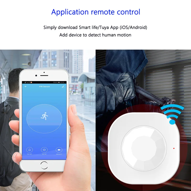 Emergency Alarm Push Wifi Human Body Infrared Sensor Graffiti Intelligent PlR Motion Detector Remote Monitoring Wide-angle Ens