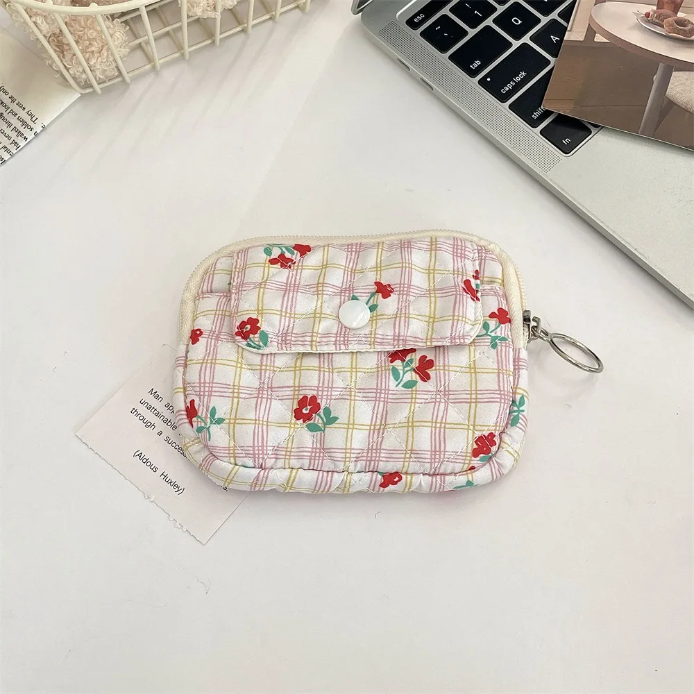 

Kawaii Floral Coin Purse Korean Style Multifuctional Small Makeup Lipstick Bag Card Holder Jewelry Packing Bag