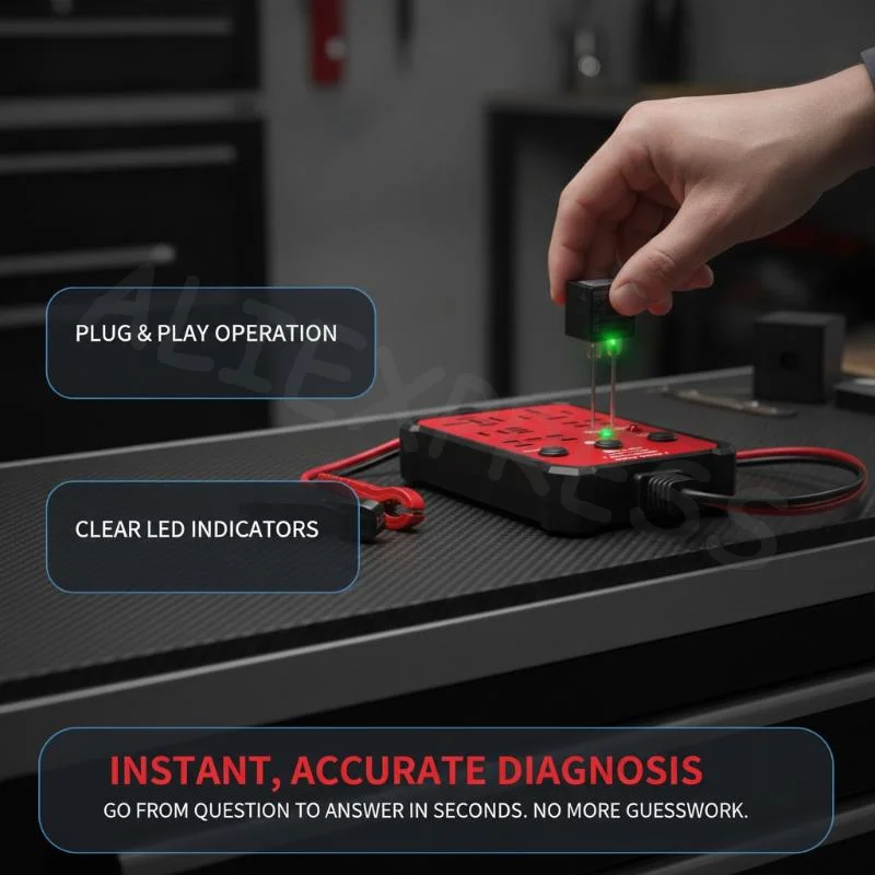 Automotive Relay Tester Fast Response Voltage Tester Car Battery Detector for Professional Auto Repair Shops