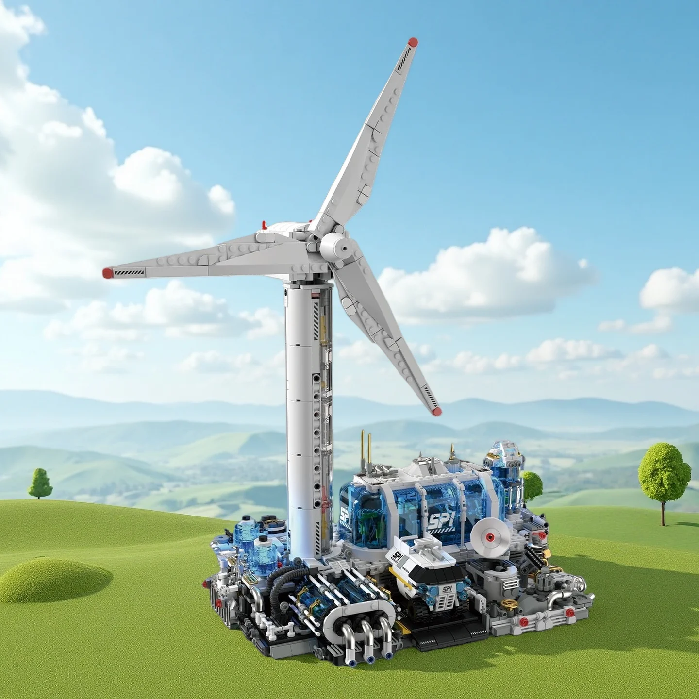 

2025 ​Technical Building Blocks Kit Wind Farm Power Station Model With LED Lights Birthday Halloween Christmas Gifts For Kids