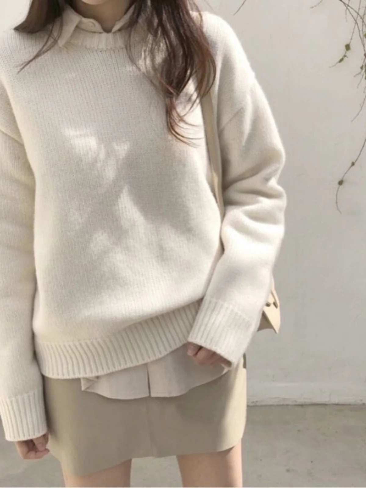 Sweet Cute Women's Knitted Sweater Spring Autumn Loose Lazy Sle Outerwear Base Layer Overhead Knitted Inner Match Women's Top