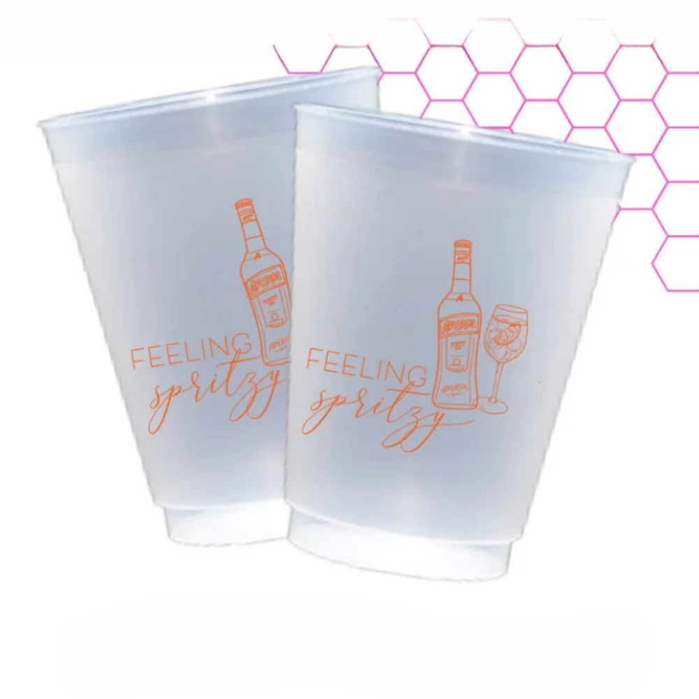 

Personalized Feeling Spritzy Frosted Cups Wedding Favors, Custom Frosted Cups Wedding Favors, Plastic Cups Custom Frosted Cups