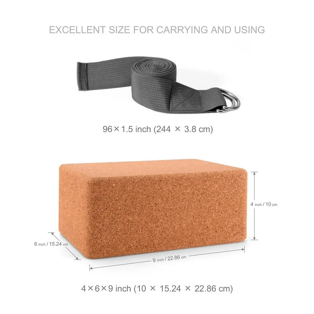 2026 Customized LOGO Customized Cork Yoga Block Gym Home Fitness Exercise Eco-friendly High Density Natural Cork Yoga Brick
