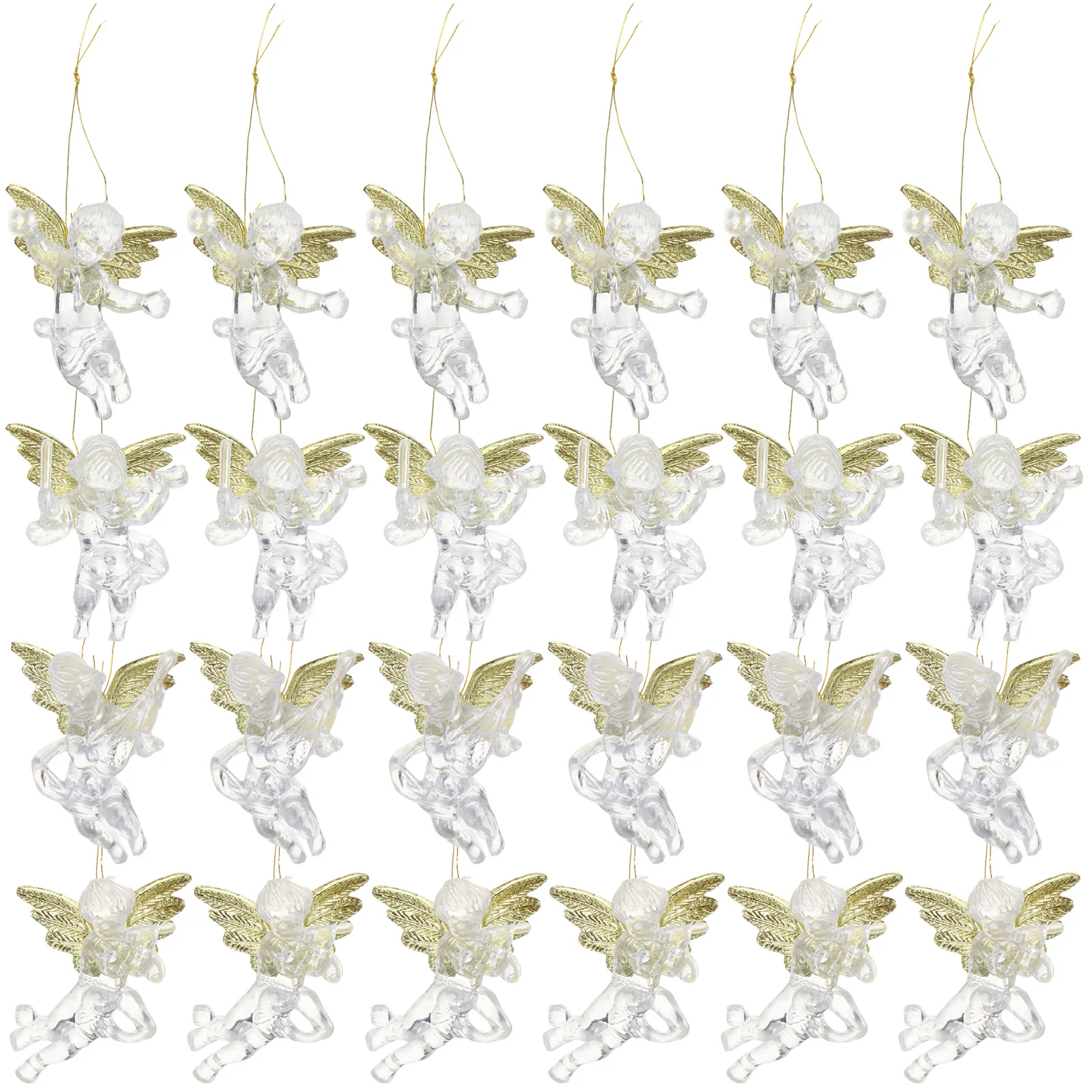 

24 Pcs Angel Wings Pendant Christmas Ornaments Mini Xmas Plastic Transparent Party Layout Prop