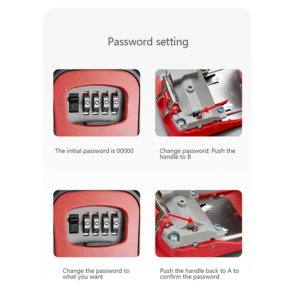 แบบพกพากล่องล็อคกุญแจ 4 หลักรหัส Lockbox ติดผนังกล่องเก็บกุญแจรีเซ็ตรหัส Safe Security ล็อคสําหรับ Home