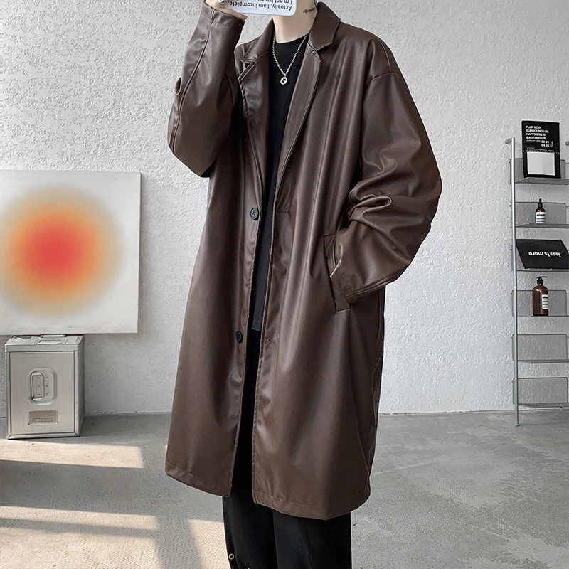 

Весна 2026: Новая модная ветровка-пальто из искусственной кожи в американском стиле, большие размеры, для молодежи, повседневный тренд