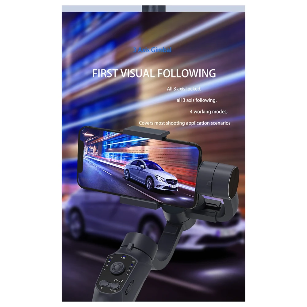 

B04B-3 Axis Gimbal Stabilizer For Smart Phones, APP Supported Face Tracking, Wheel Zooming, Auto Shot Panoramic Photos