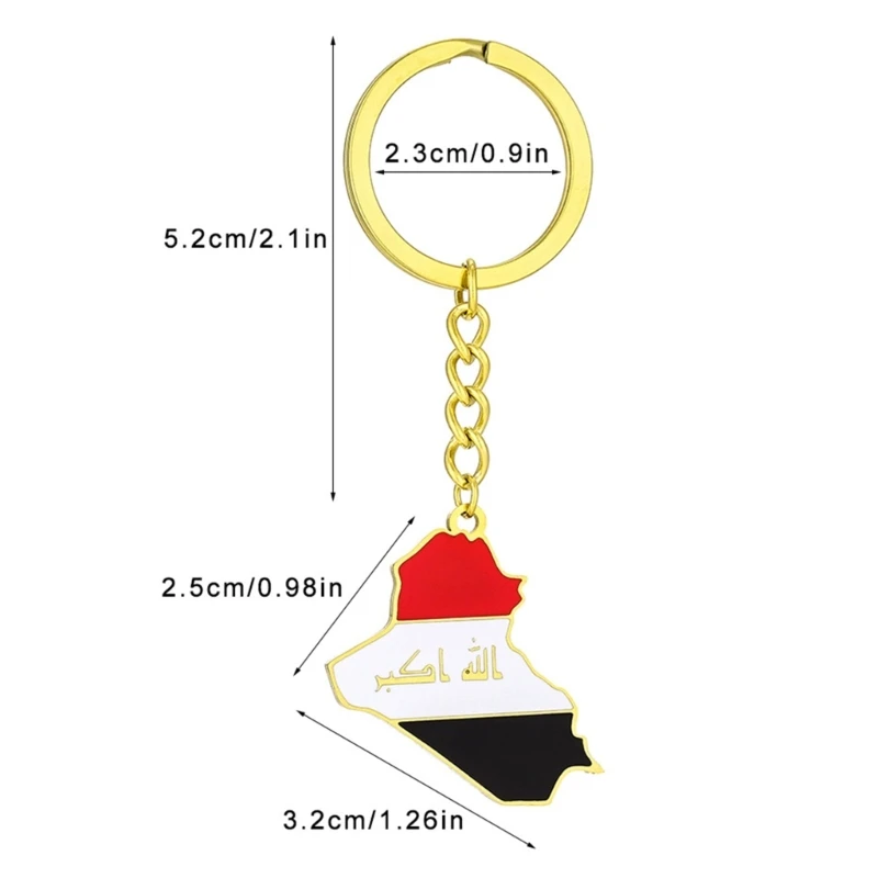 Exquisite Iraq Flag Keyring Long Lasting Iraq Map Keychain Non Fading Titanium Steel Key Holder Suitable for Travelers