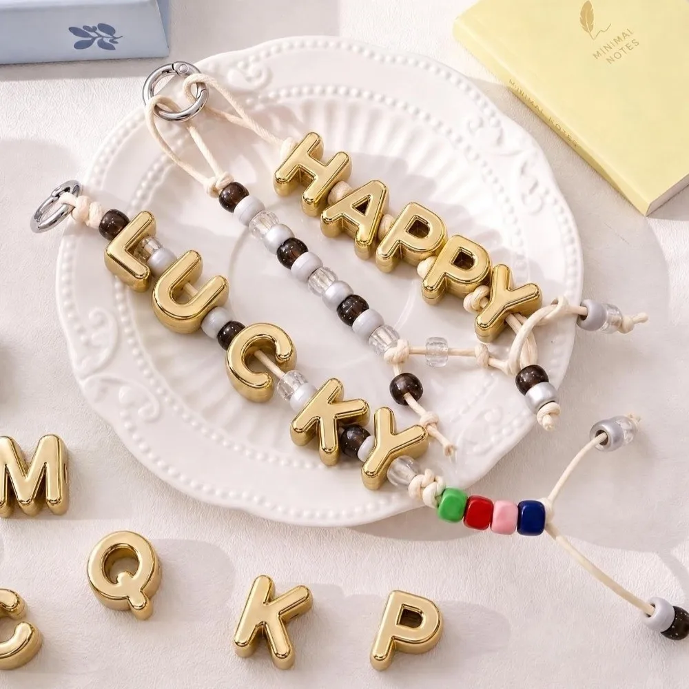 26PCS Marble Texture Acrylic Letter Beads Colored Transparent DIY Craft Beads Loose Bead Large Hole Name Bracelet Beads Necklace