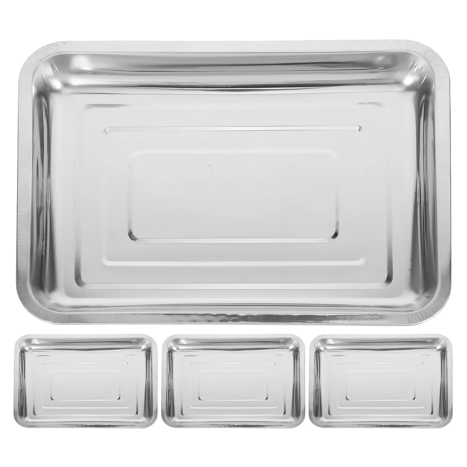 

4pcs Stainless Steel Plant Germination Tray for Seed Starting Hydroponic Growing Drip Trays Potted Plants Saucers Potting Trays
