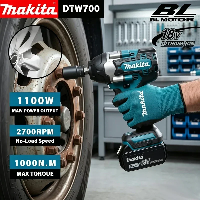 Makita DTW700 Brushless Impact Wrench 1/2 Inch 1000Nm Speed 0-2200RPM For 18V Battery Auto Truck Repair for Automotive Repair