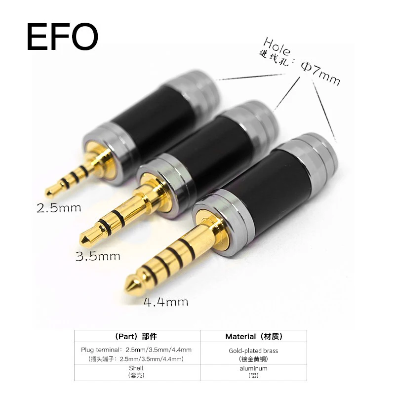 EFO headphone plug diy4.4 plug 3.5 stereo 2.5mm upgrade cable plug hifi can be customized with logo