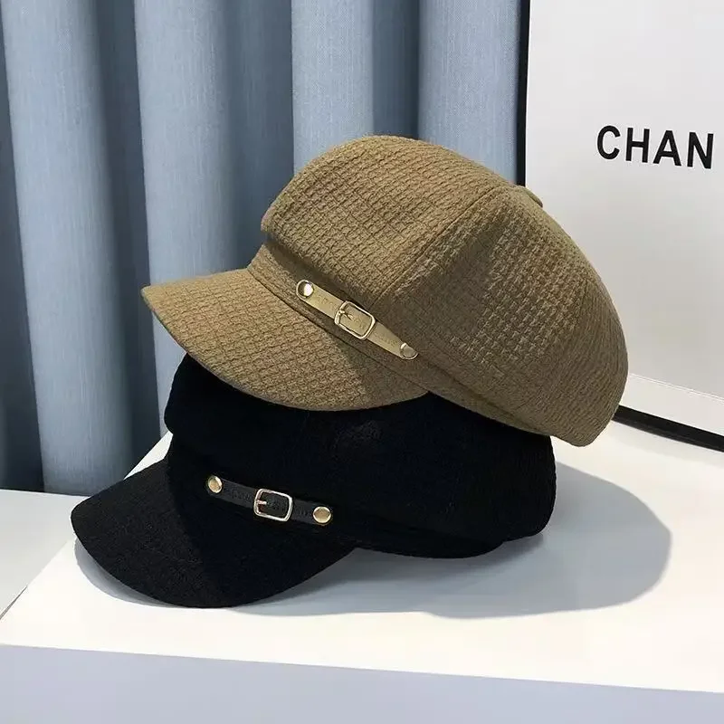 

British Style Beret Hat Women Korean Fashion Octagon Newsboy Cap Vintage Painter Caps Autumn Winter Daily Outfit