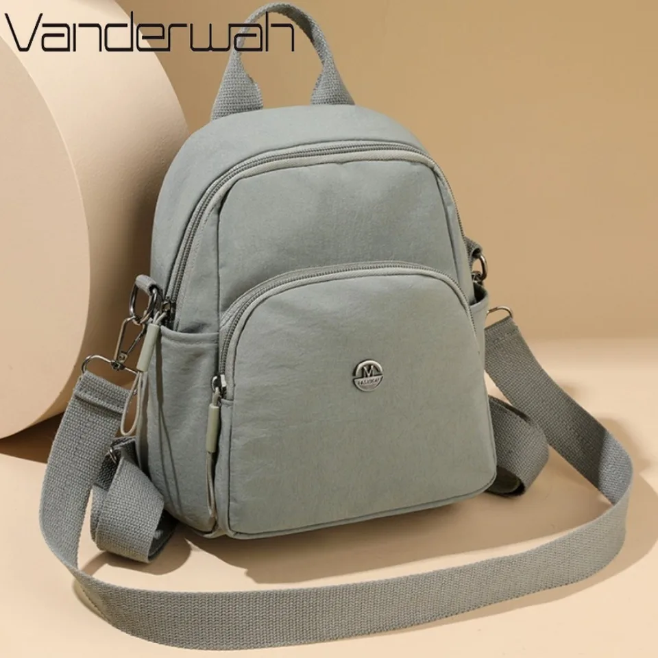 

Solid Color Nylon Backpack Lightweight Travel School Bag Fashion Daypack for Work Small Travel Bag Multi-functional Shoulder Sac