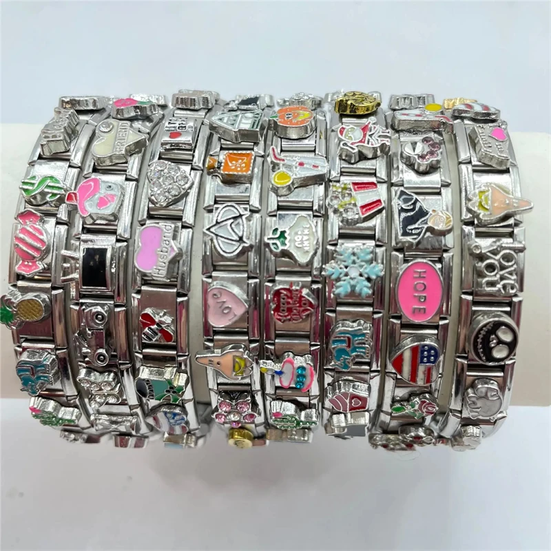 10-108Pcs Fashion Random Mix Mystery Boxes Italian Charm Links Fit 9mm Bracelet Personality Stainless Steel Jewelry DIY Making