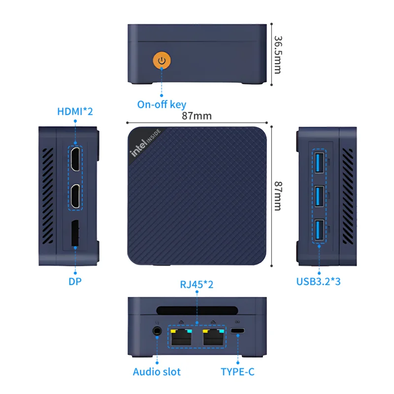 Pokect Computer Windows 11 Linux Pro Alder Lake N150 Intel 12th DDR5 12GB RAM 1TB SSD ROM WiFi 5 BT5.2 Mini PC per ufficio/casa
