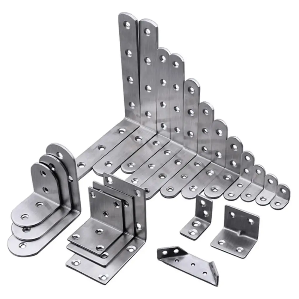 1Pcs Cabinet Screens Wall Angle Bracket Furniture Fastener SUS304 Stainless Steel Corner Brace Joint 90 Degree Right Angle