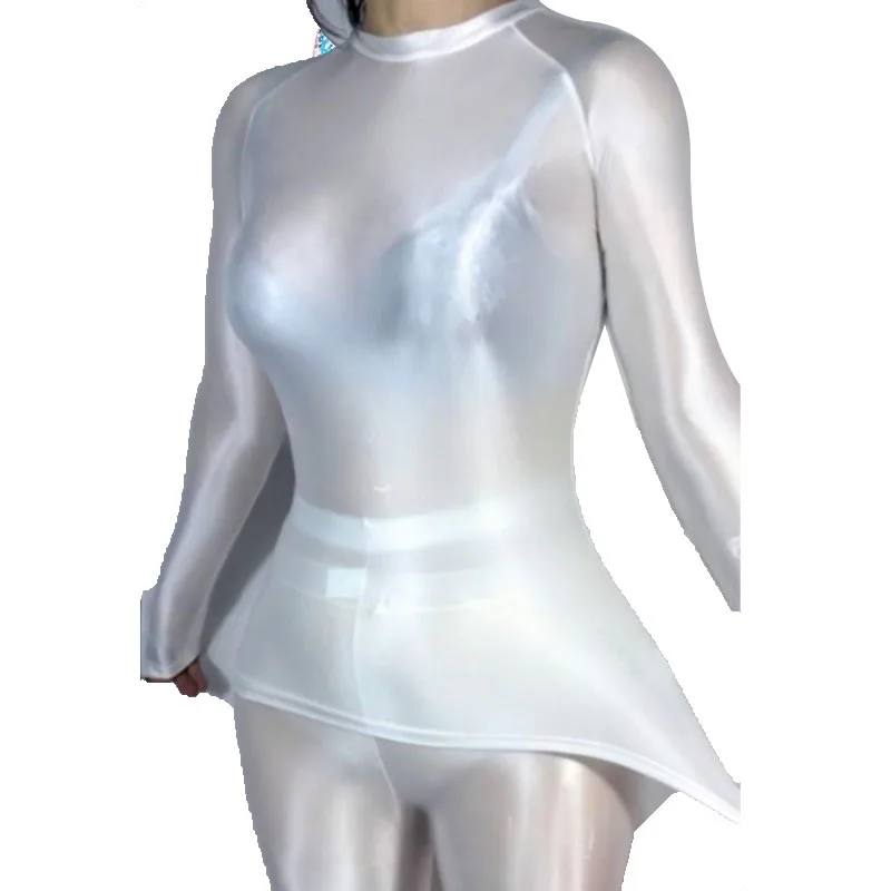 Sexy See Through Glossy Ultra Thin Top Pants Women 2 Pieces Sets Summer Spring Top Pantyhose Tights Leggings