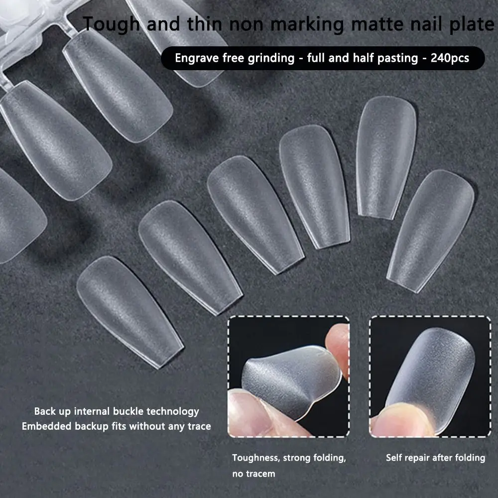 240Pcs Abrazine Finger Extension Nail Gel Tips Full Cover False Nails Fake Nails Almond Square Coffin