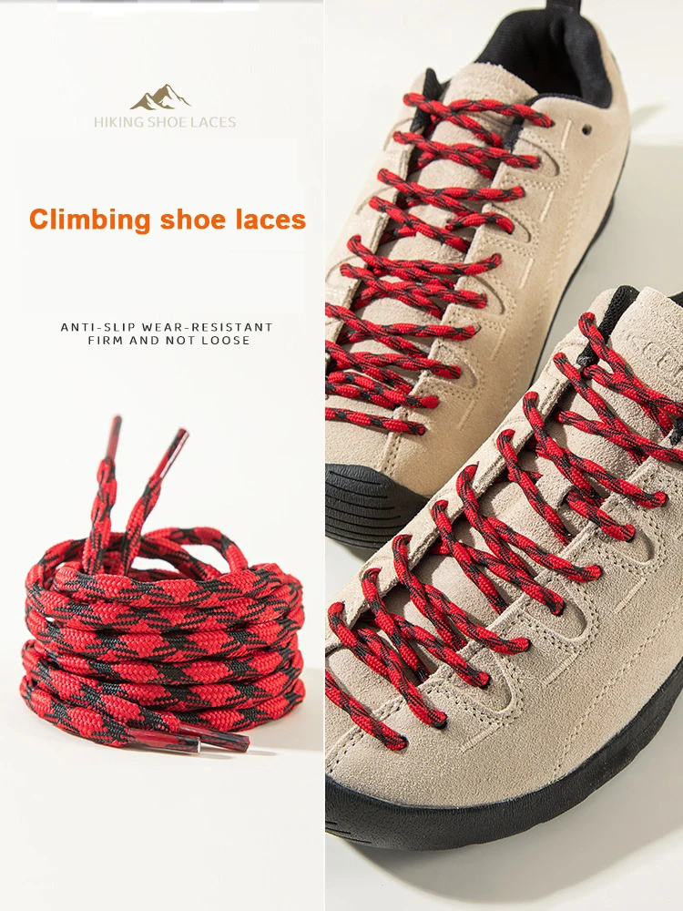 Double Spherical Cross Woven Mountaineering Shoelaces Anti-Slip Durable Sports Shoe Laces for Outdoor Heavy-Duty Use