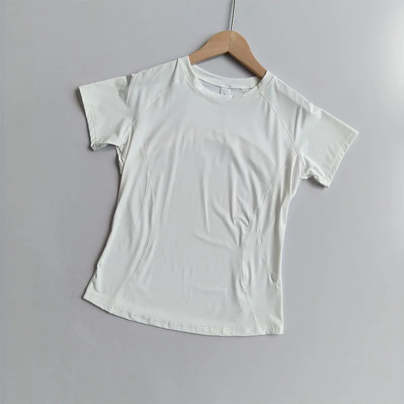 Damen-Yoga-Bekleidung aus Eisseide, kurzärmelig, locker, atmungsaktiv, Fitness-Trainings-T-Shirt, Sonnenschutz, lässig, zum Laufen, für Outdoor-Sportarten – Detail 4